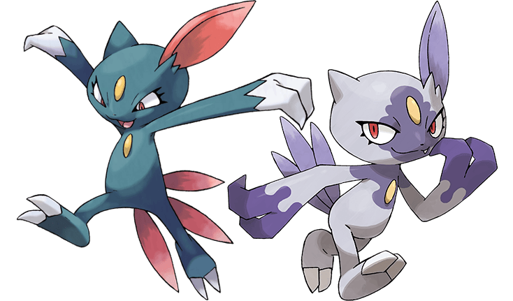 the official art of sneasel and hisuian sneasel